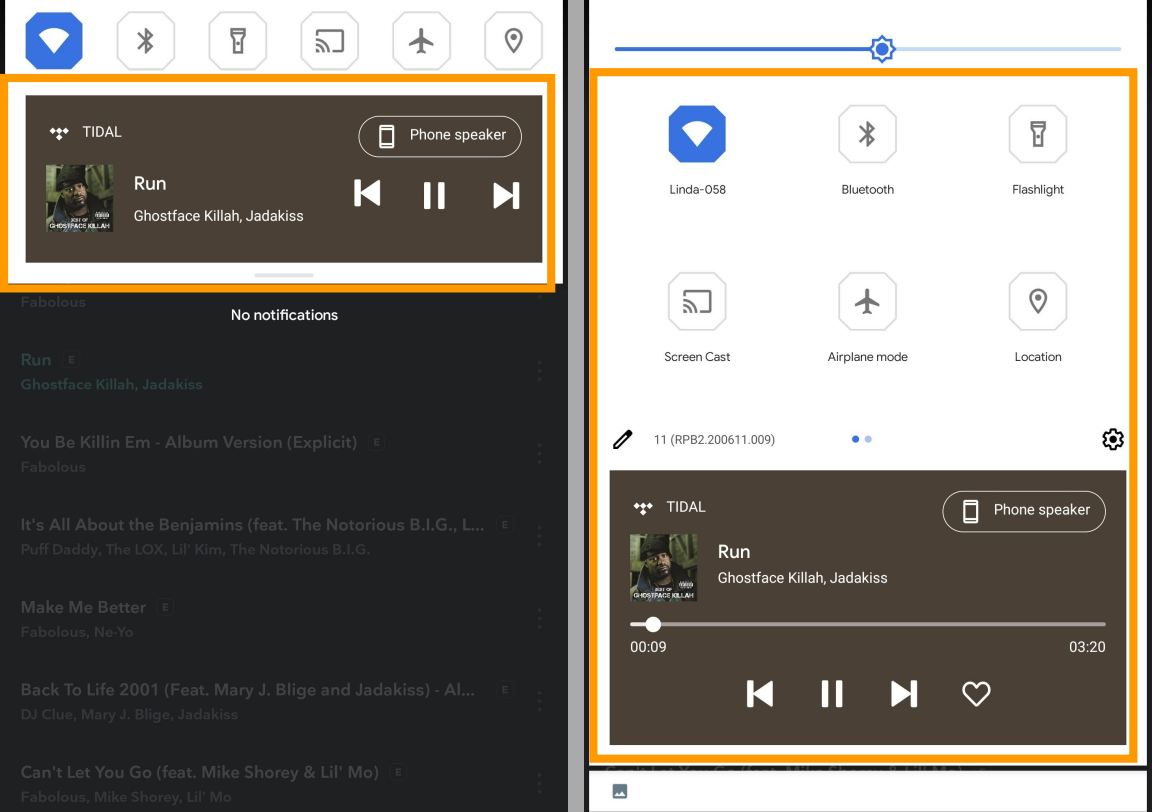 구글 안드로이드11. 52가지 새로운 것들. 4. 빠른 설정에 음악컨트롤 포함