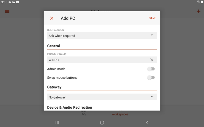 Add Android Remote Desktop App PC2