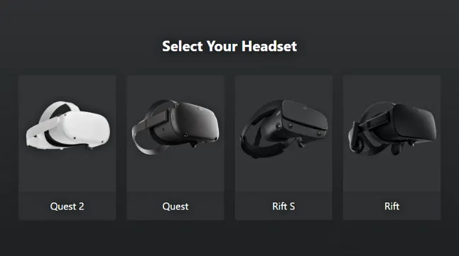Quest Select Headset Screen