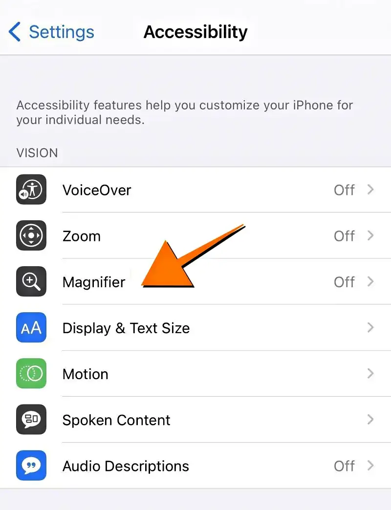 iphone ios14 accessibility magnifying glass