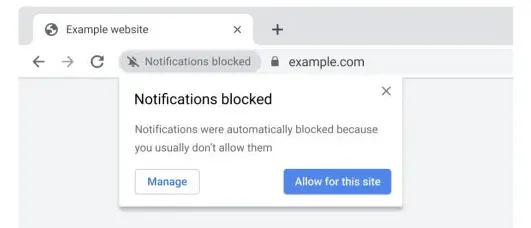 chrome browser103.machine learning notifications prompts blocked