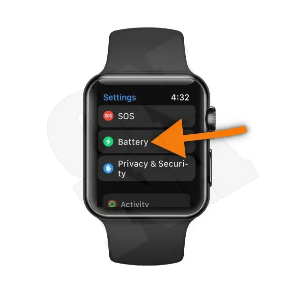Apple Watch Settings Low Power Mode Enable How to 03 Settings Battery Select