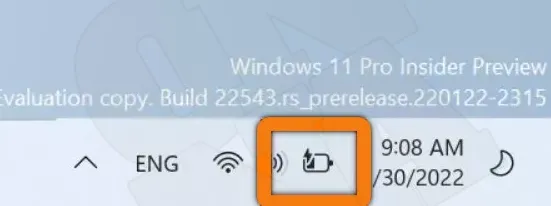 Windows 11 notebook charging icon