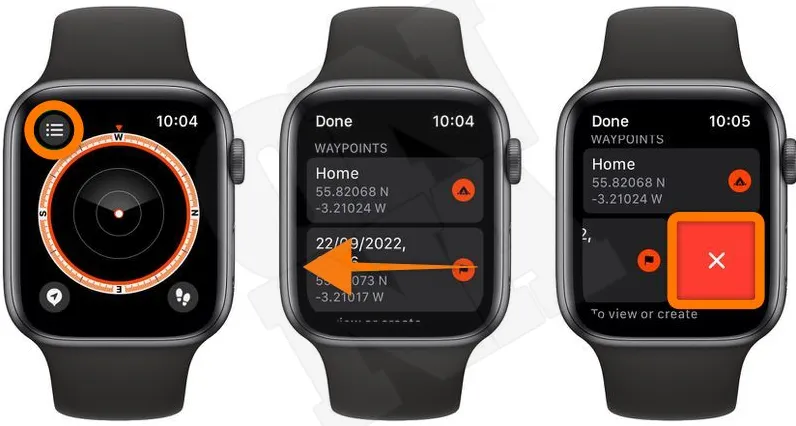 Apple Watch Compass Waypoint Delete