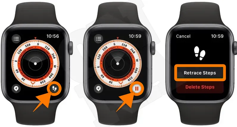 Apple Watch. compass. rewind features how to use