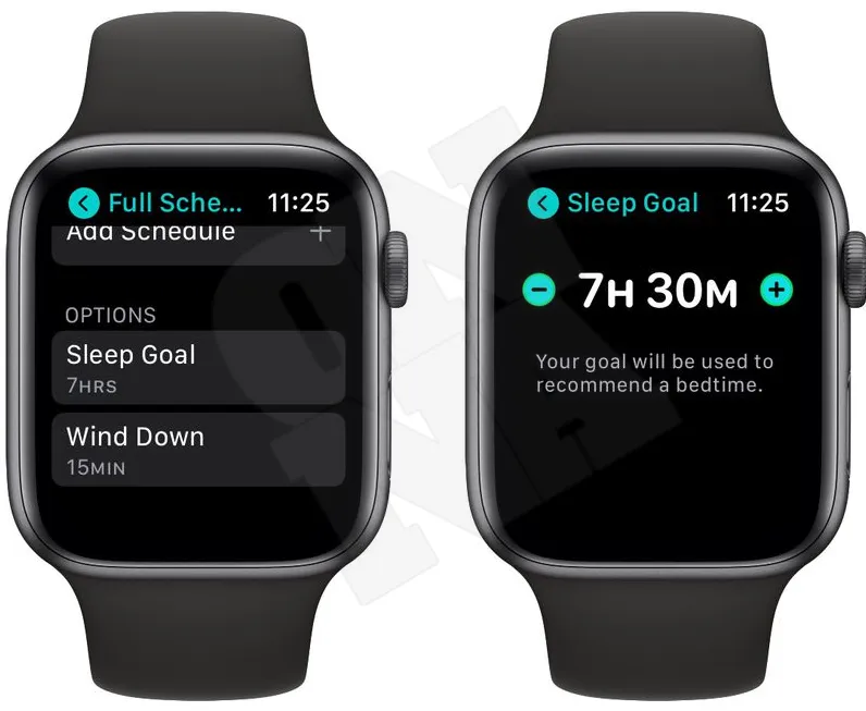 On Apple Watch sleep tracking schedule set 2 recommended sleep and goal set