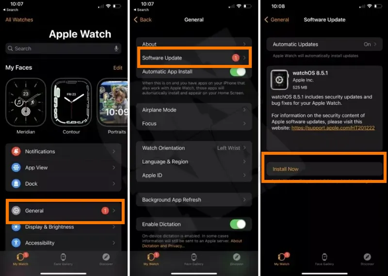 iPhone Settings Apple Watch Manually Update How to