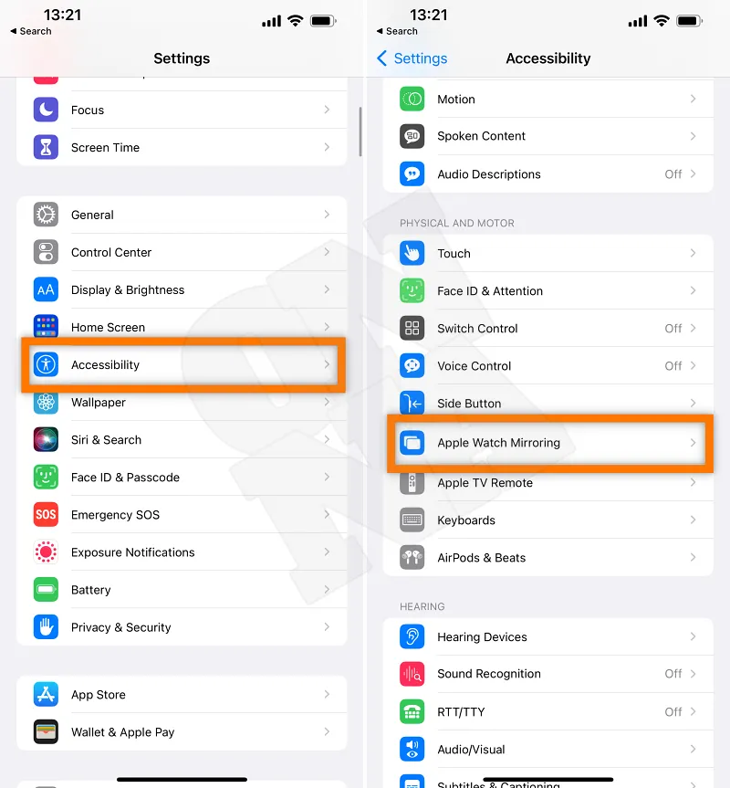 iPhone Settings Apple Watch Mirroring Enable How to