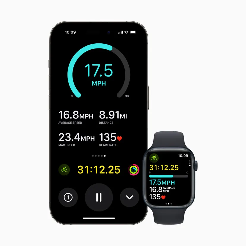 Apple apple watch watchos10 cycling cycling speed altitude like workout status optimized iPhone display size.