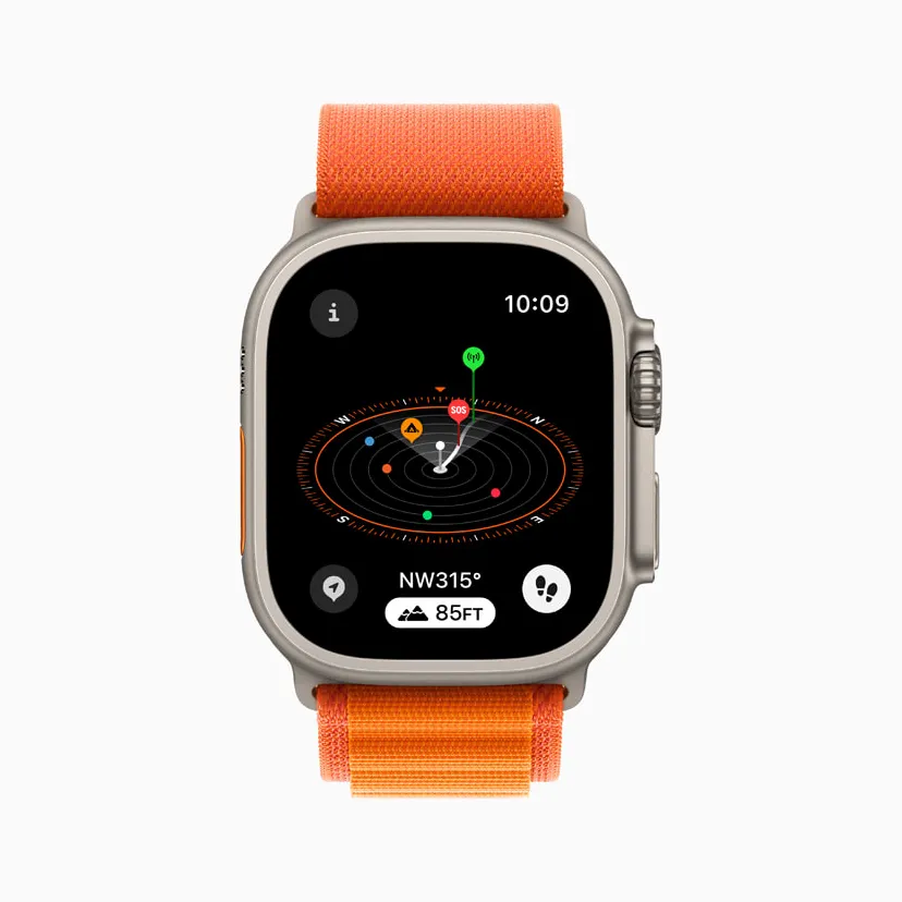 The apple applewatch watchos10 hiking compass app automatically creates two waypoints last cellular connection waypoint and last emergency call waypoint.
