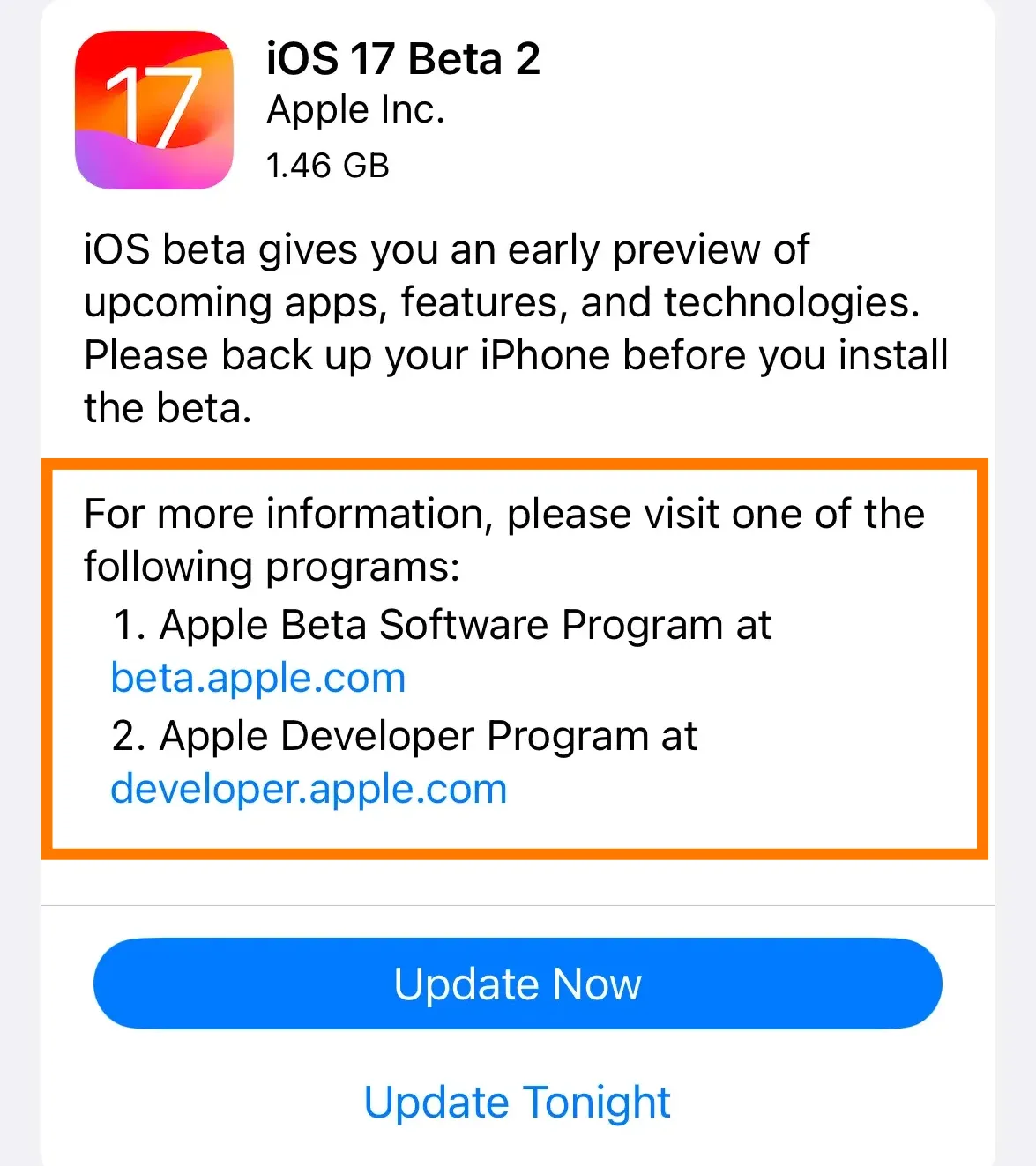 apple iphone ios17 update info display